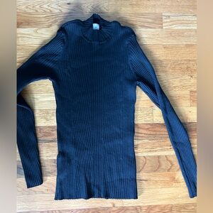 High neck knit long sleeve black